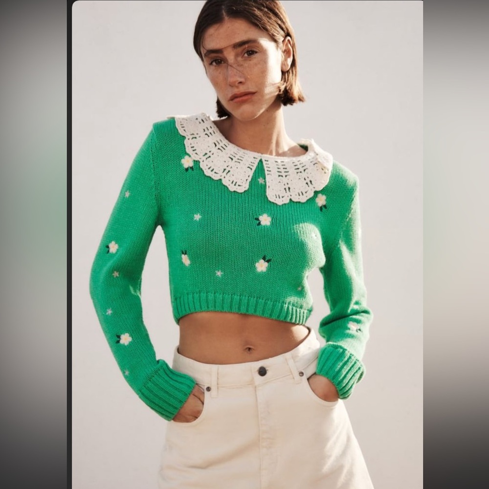 ZARA Embroidered Knit Sweater - Picture 2 of 10